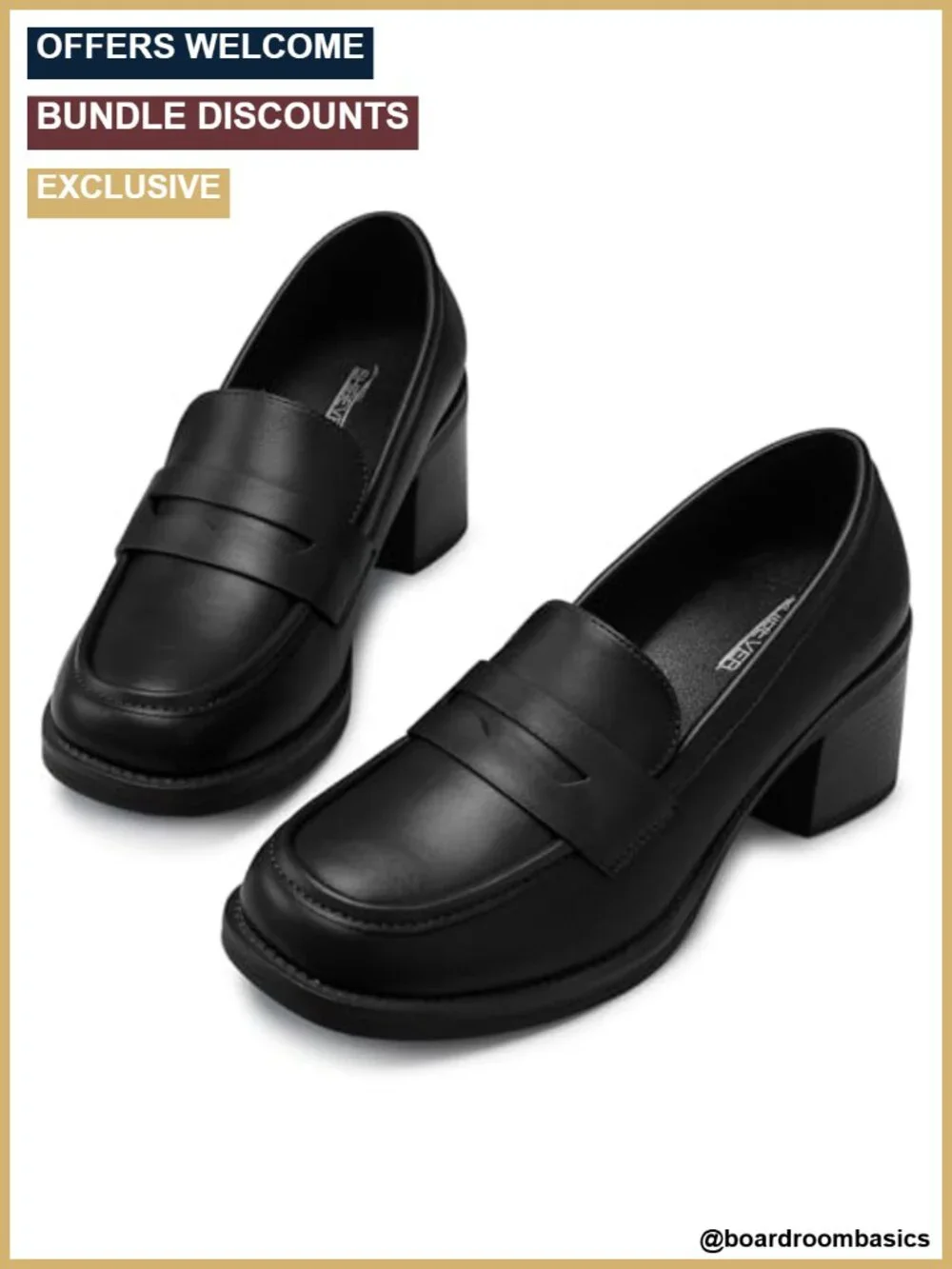 Women's Chunky Block Heel Penny Loafers Slip On Dress Shoes Office Wear